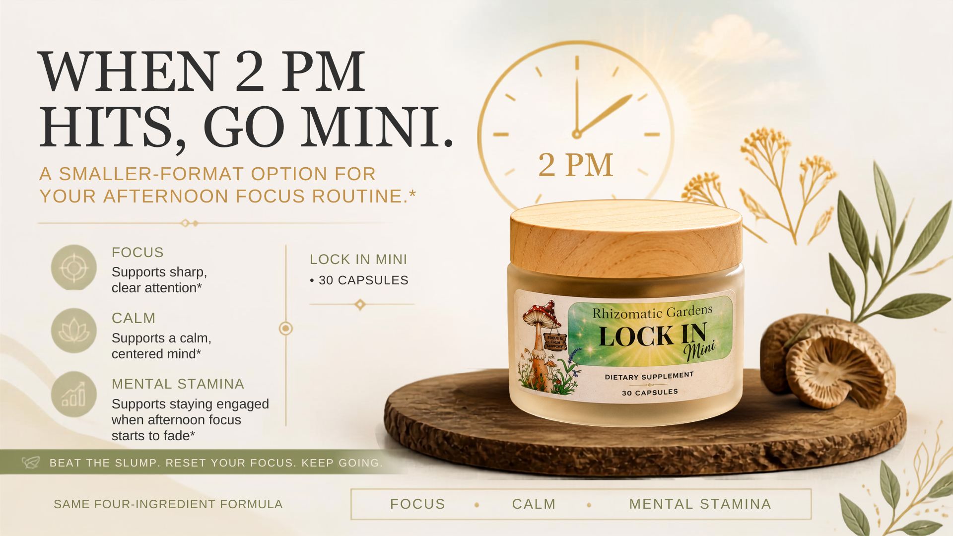 When 2 PM hits, go Mini: LOCK IN Mini jar with a clock set to 2 PM