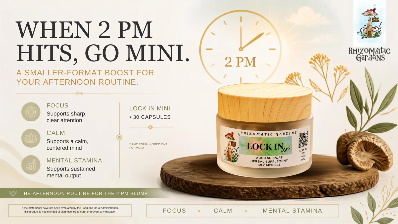 When 2 PM hits, go Mini: LOCK IN Mini jar in front of a clock set to 2 PM