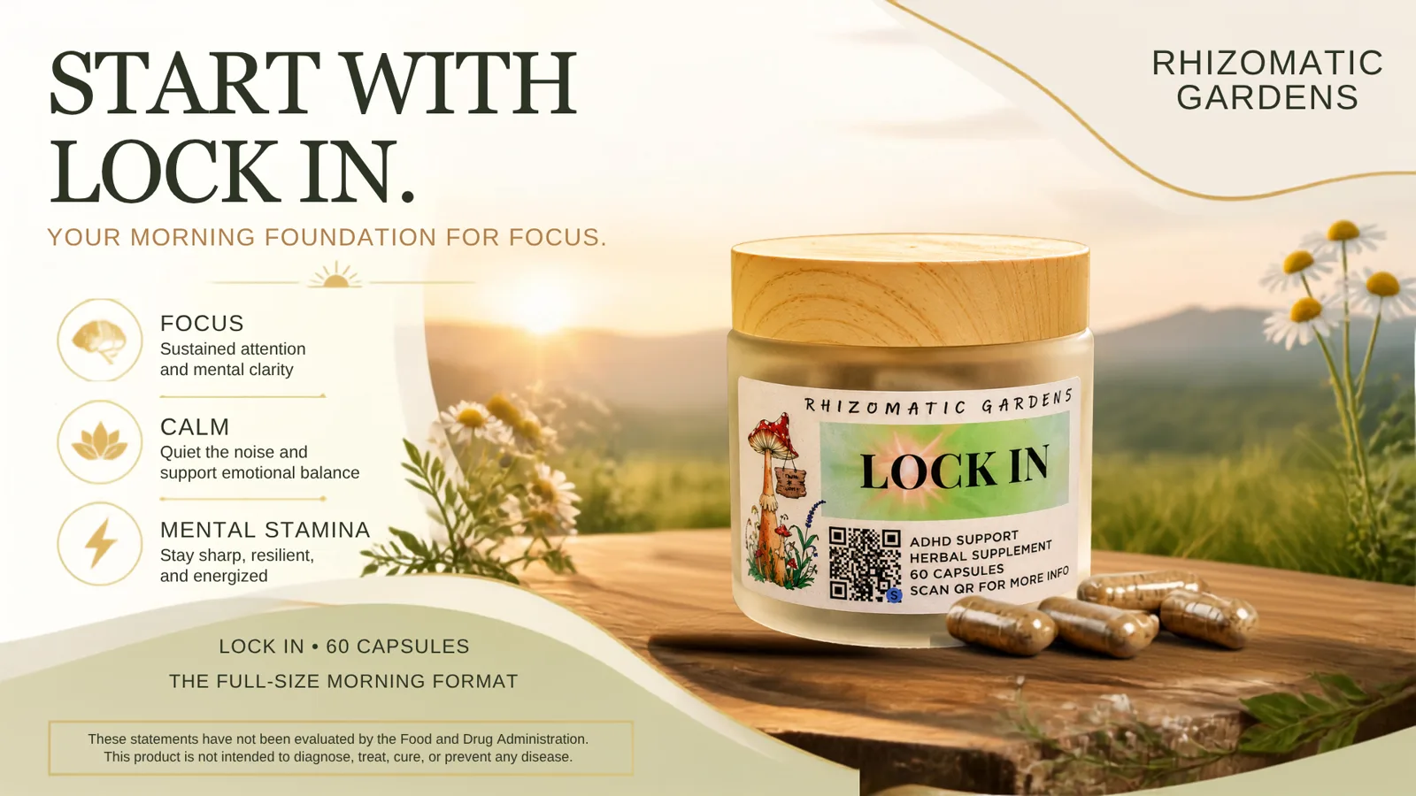 Start with LOCK IN: full-size LOCK IN jar with focus, calm, and mental stamina benefits